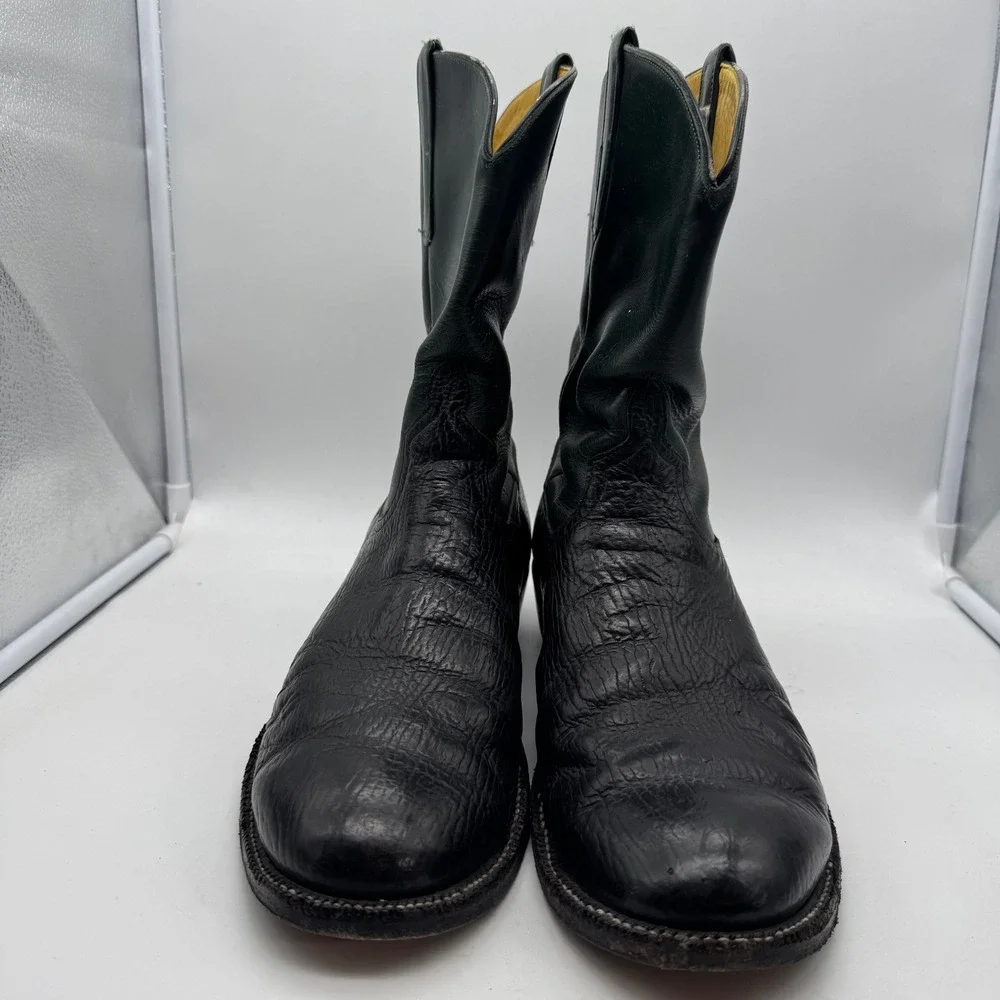Anderson Bean Boot Company Mens Black Leather Cowboy Boots Style 3213A Size 4120 - Picture 2 of 7